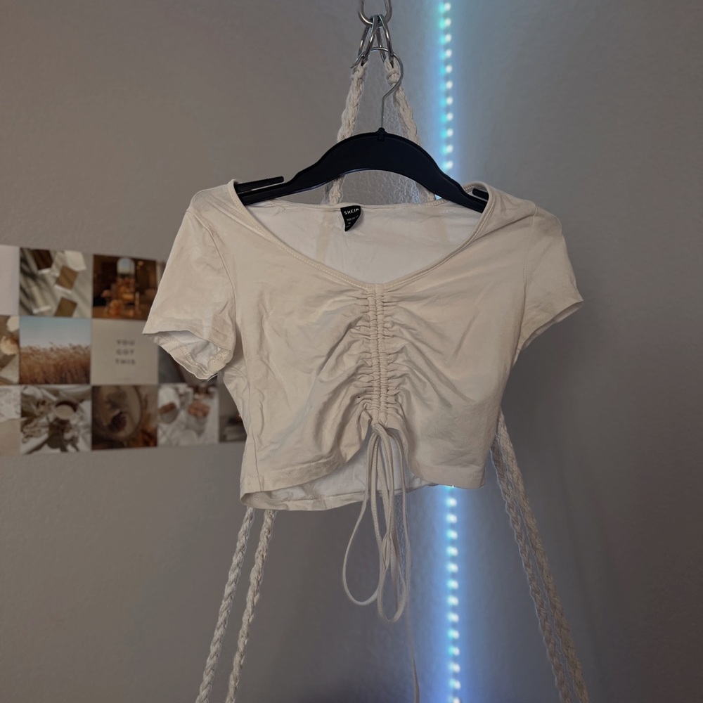 shein white sinched crop top